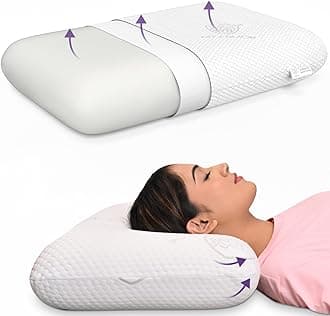 MY ARMOR Memory Foam Pillow for Neck & Shoulder Pain with Removable Zipper Cover, King Size - 24x15x5 Inches, White, Pack of 1