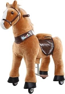 WondeRides Ride On Horse Toy,Kids Ride On Toy (Small Size,30.1 Inch Height) For 3 To 5 Years Old,Pony Ride Plush Walking Animal Mechanical Riding Pony With Wheels,No Battery Or Electricity,Multicolor