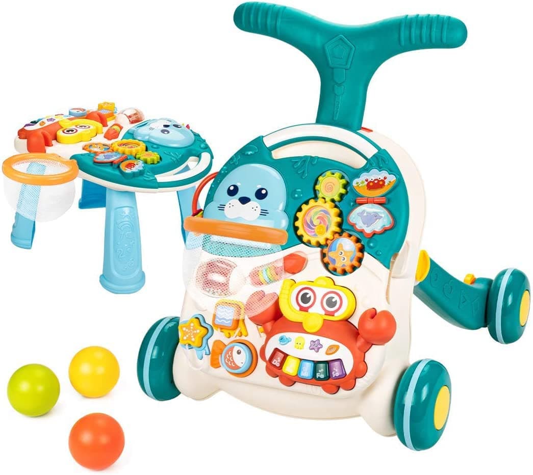 Baybee 2 in 1 Baby Activity Walker for Kids | Convertable Push Walker for Baby with Handle, Balls & Roller, Piano, Shapes, Gears & Rattles | Activity Kids Walker for Baby Boys Girls 6 to 24 Months