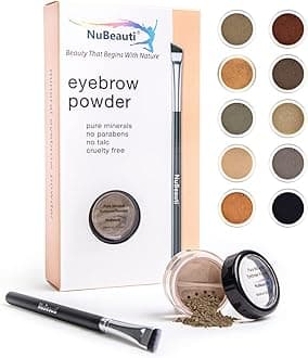 Natural Eyebrow Powder Eyebrow Kit – Mica Brow Powder Eyebrow Makeup Kit with Professional Angled Eyebrow Brush – 10 Natural Shades – No Parabens or Chemicals – Eyebrow Shaper Kit by NuBeauti