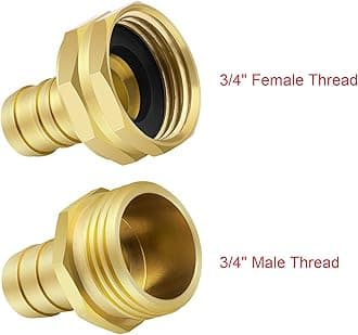Awpeye 4 Sets Garden Hose Repair Kit 5/8" and 3/4" Brass Hose Mender End Repair Female and Male Water Hose Connector with 8 Pieces Stainless Steel Clamp