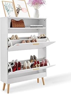 VEVOR Shoe Cabinet with 2 Flip Drawers, Shoe Storage Cabinet for Entryway, Free Standing Shoe Storage Organizer with Top Storage Cubby for Heels, Boots, Slippers in Hallway, Living Room