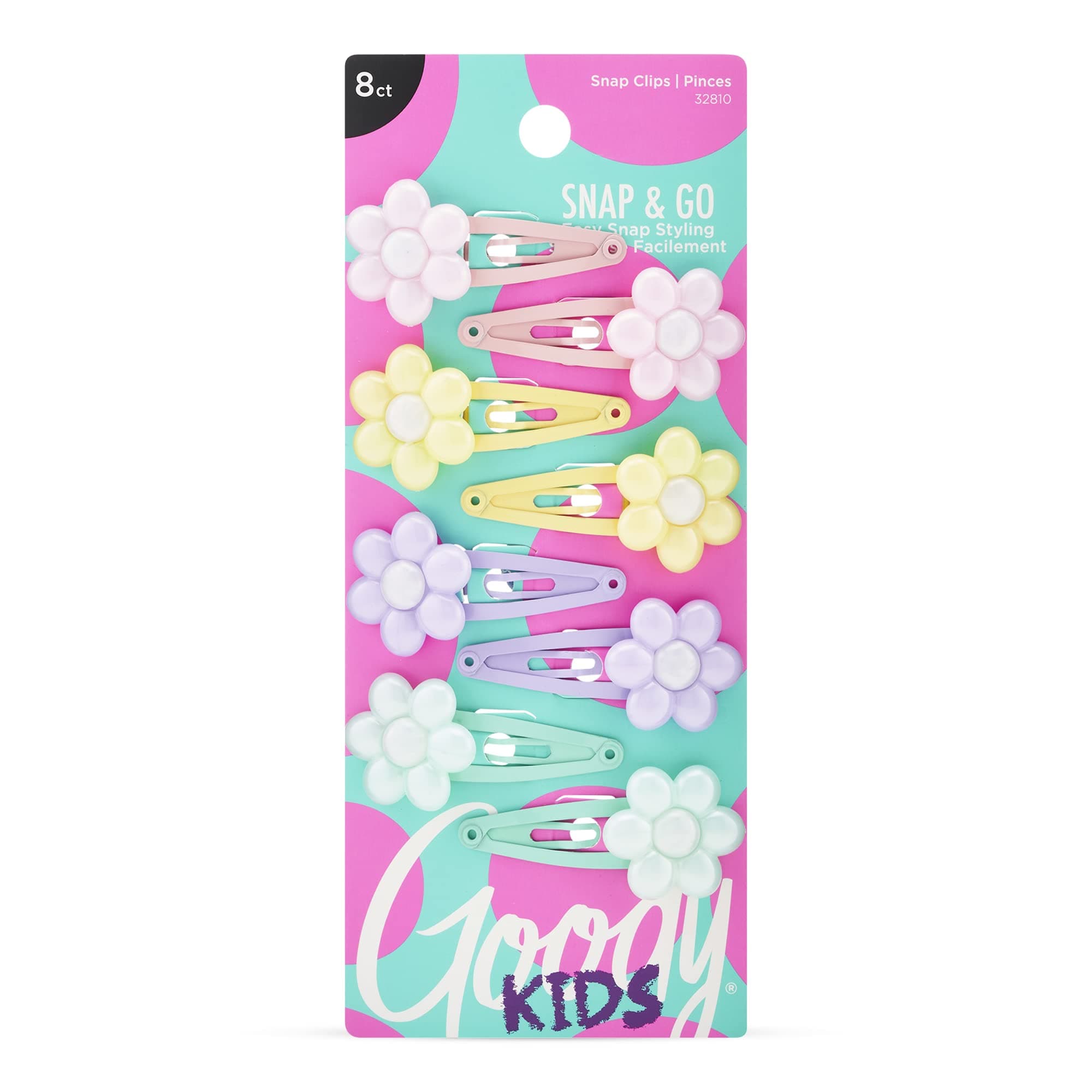 Kids Mini Epoxy Contour Snap Clips - 8 Count, Daisy Charm - Just Snap Into Place - Suitable for All Hair Types - Pain-Free Hair Accessories for Women and Girls - All Day Comfort