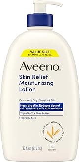 Aveeno Skin Relief Moisturizing Lotion for Sensitive Skin with Natural Shea Butter & Triple Oat Complex, Unscented Therapeutic Lotion for Extra Dry, Itchy Skin, 33 fl. oz