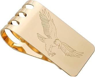 Money Clip Spring Steel Cash Clips Large Capacity Minimalist Front Pocket Wallet, L_18k Gold Eagle, Large/2.76 * 1.38 * 1.04 inches