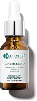 Supreme C5 Vitamin C Eye Gel – Hydrating Undereye Cream with 5% Vitamin C, Hyaluronic Acid & Asiatic Acid – Helps Control Under Eye Circles, Puffiness, Bags & Fine Lines – 0.5 fl oz