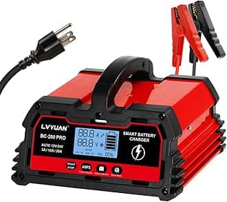 LVYUAN 12V/24V Car Battery Charger with Trickle Charger Automotive Smart Battery Charger, Smart Battery Maintainer, 5A/10A/20A for Car Truck Motorcycle, AGM, LiFePO4 Lithium and Lead Acid Batteries