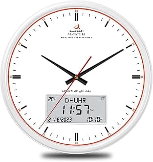 ACHAS Azan Wall Clock, Prayer Alarm Clock With One Athan Sound for Bedroom, Living Room, Kitchen (White)