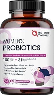Probiotics for Women, 100 Billion CFUs Probiotic with Digestive Enzymes & Prebiotics, Vaginal Probiotics with Cranberry for Urinary Tract Health, pH Balance, 180 Veggie Capsules