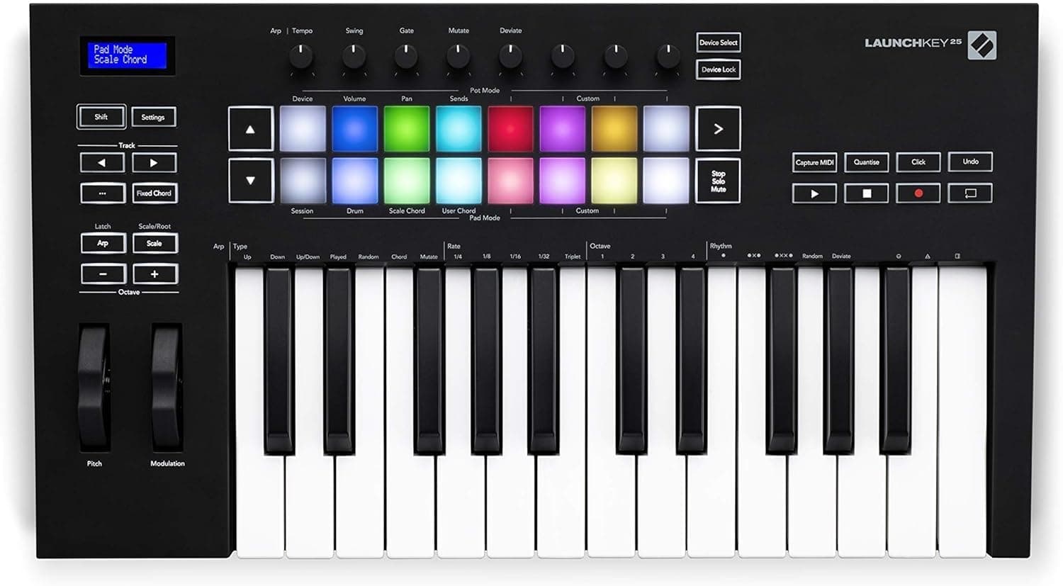 Novation Launchkey 25 MK3: 25 Velocity-Sensitive Keys, Deep Ableton Live Integration, Capture Midi Function, USB, Includes USB Cable