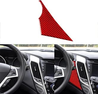 Car Center Control Dashboard Left Side Panel Trim Real Carbon Fiber Sticker Compatible with Hyundai Veloster 2012 2013 2014 2015 2016 2017 Red Accessories