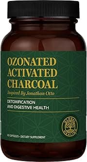 Global Healing Center - Ozonated Activated Charcoal Powder - Advanced Digestive Detox that Adsorbs Internal Unwanted Compounds - Helps Relieve Occasional Gas Discomfort - 60 Activated Charcoal Pills
