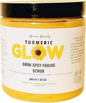 All-Natural Turmeric Glow Scrub for rough & textured skin, Dark Spot Reduction, hyperpigmentation - Gentle Exfoliating Facial Scrub 20 Oz