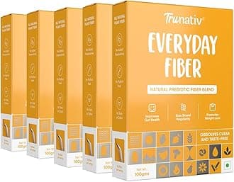 Trunativ Everyday Fiber Supplement Powder | Instant Acidity Relief & Bloating Relief | Prebiotic Fibre Supplement | Psyllium Husk Replacer & Isabgol Replacer | Gluten Free | Unflavored 500g (Pack of 5)