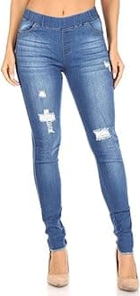 Women's Stretch Pull-On Jeans Skinny Ripped Distressed Denim Jeggings Regular-Plus Size
