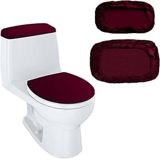 Toilet Lid Cover and Toilet Tank Lid Cover Replacement Toilet Cover with Elastic Bottom for Bathroom Decor Accessories (burgundy)