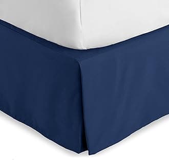 Bare Home King Bed Skirt - 15-Inch Tailored Drop Easy Fit - Bed Skirt for Beds - Center & Corner Pleats (King, Dark Blue)