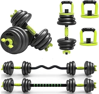 – Strongway® Adjustable 6 in 1 Dumbbell Straight and Curl Barbell Kettlebell Push Up Set - 20KG 30KG 40KG SETS - Weight Lifting for Home Gym Fitness
