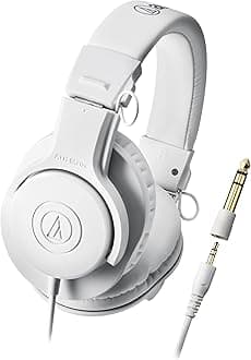 Audio-Technica ATH-M20x WH Professional Monitor Headphones Wired Studio Recording Musical Instrument Practice Mixing DJ Game Monitor ...