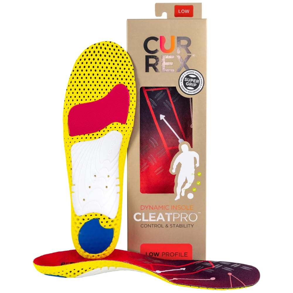 CLEATPRO - Thin, Arch Support Insoles, Comfort, Cushion & Stability in Cleats, Soccer, Football, Baseball, Softball, Super Grip for Control, Shock Absorbing Inserts, Men & Women, Low Arch, XXL