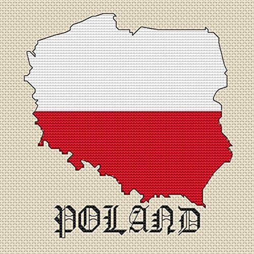 Poland Map & Flag Cross Stitch Kit by Elite Designs
