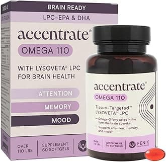 Omega 110 w/LYSOVETA LPC | EPA & DHA Supplements for Brain & Retina Health | Focus, Attention, Memory, Mood & Vision | 6X Higher Absorption Than Fish Oil | High Potency Omega-3 LPC-DHA