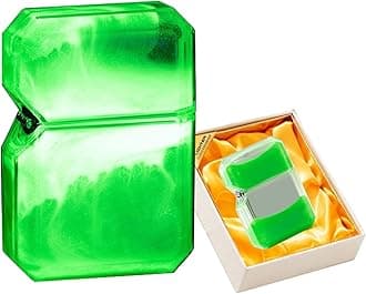 Windproof Torch Lighter, Luminous Quicksand, Butane, Zinc Alloy, ABS, Unique, Green