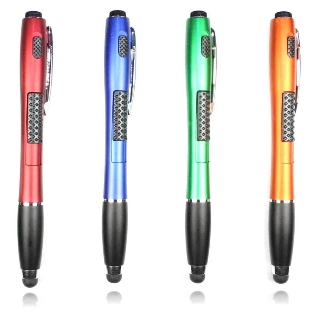 SuperPenZ Stylus [4 Pcs], 3-in-1 Universal Touch Screen Stylus + Ballpoint Pen + LED Flashlight for Smartphones Tablets [Red + Blue + Green + Orange]