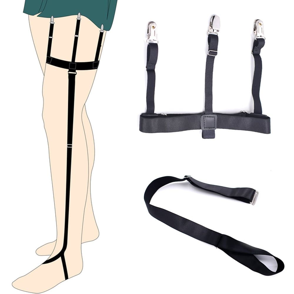 Men Y-Style Shirt Stays Stirrup Adjustable Elastic Garters Strap Non-slip Clamps (Stirrup style)