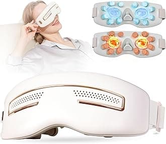 Eye Massager with Heat and Cooling for Migraine Relief, Cooling Eye Mask Birthday Gifts for Women & Men, 15 Massage Vibration with Bluetooth Music Heated Eye Masks for Dry Eyes