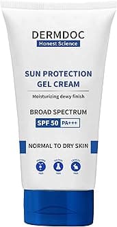 DermDoc UVA & UVB Broad Spectrum Sunscreen With SPF 50 & PA+++ For All Skin Types | 50 g Cream | No White Cast | Water & Sweat Resistant | No Parabens & Sulphates