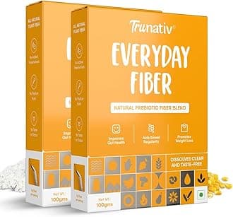 TruNativ Everyday Fiber |Bloating Relief,Gas,Constipation & Acidity Relief |Non-GMO| Control Blood Sugar Levels|Psyllium Husk Replacer |sabgol Replacer| Gluten Free|Unflavored Powder |100g (Pack of 2