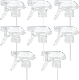HOMBYS 8 Pack Clear Trigger Sprayers Replacement Spray Nozzles with Mist Stream Sprayer for 8oz/16oz Glass Spray Bottles for Home, Kitchen, Garden and Office,Cleaning Solutions-Quality Sprayer