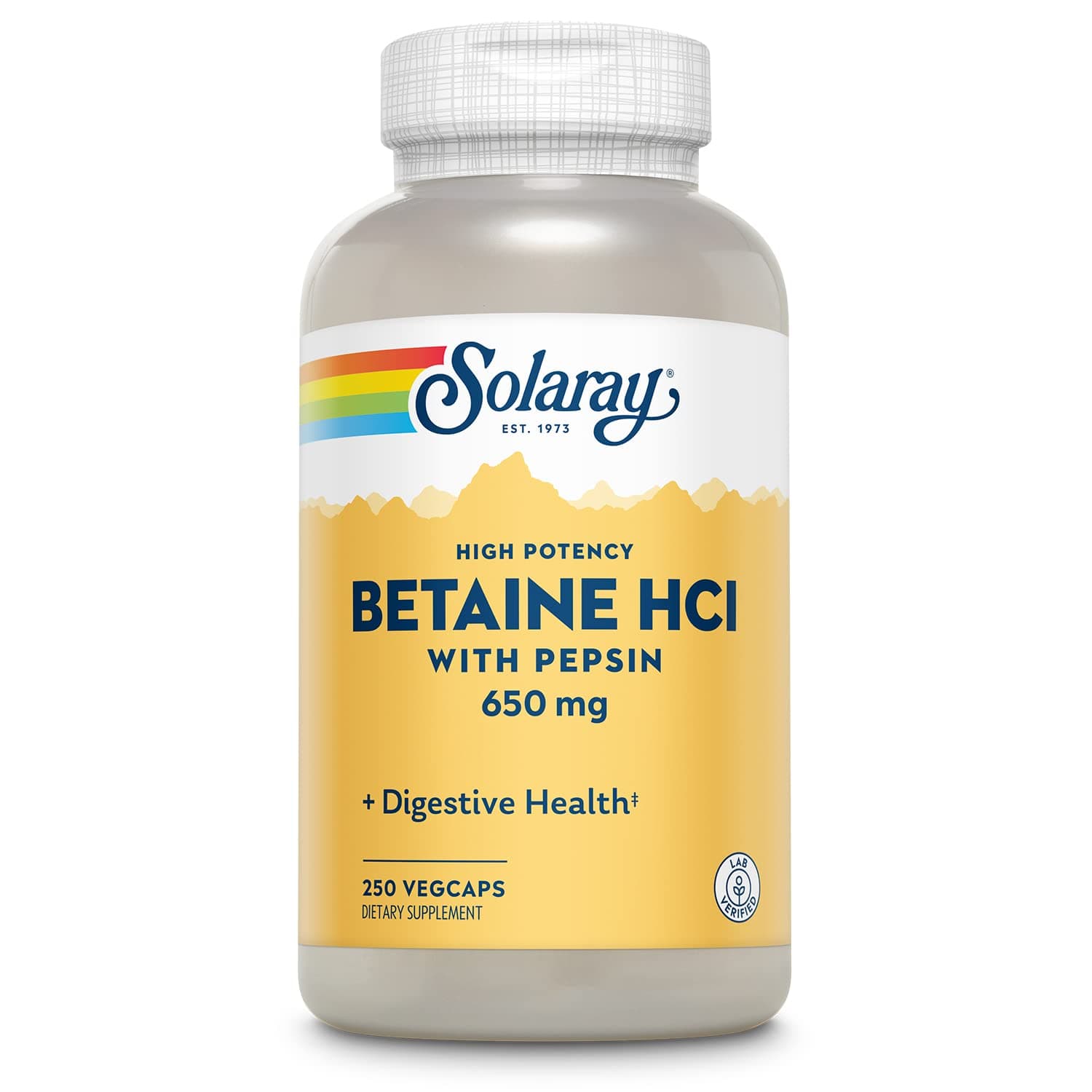 Betaine HCL with Pepsin - High Potency Hydrochloric Acid Formula - Digestive Health Supplement with Digestive Enzymes for Gut Health Support - 60-Day Guarantee, 250 Servings, 250 VegCaps