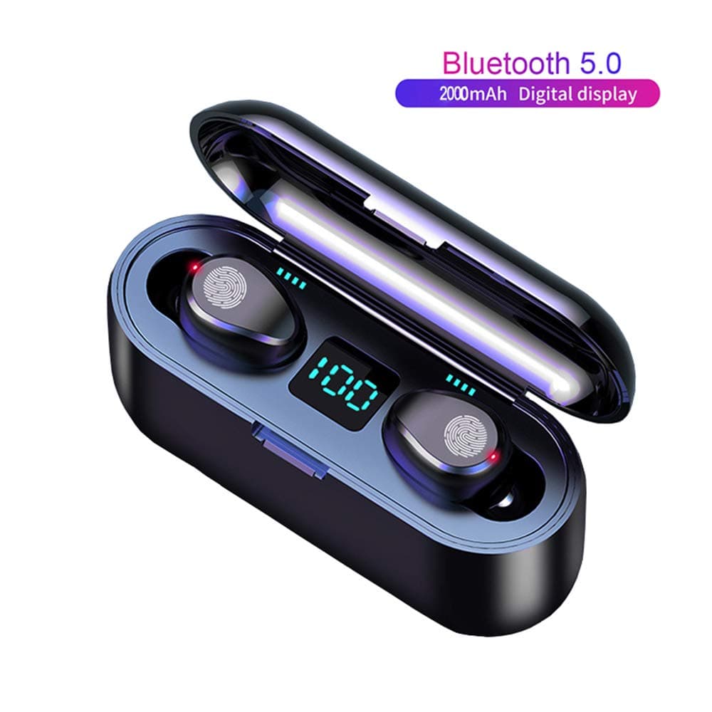 CRUA TWS Wireless Earbuds with Bluetooth 5.0, Hi-Fi Sound, IPX5 Waterproof, Portable 2000mAh Charging Box, in-Built Mic, Touch Control Earphones, Single/Twin Mode Compatible with Android and iOS