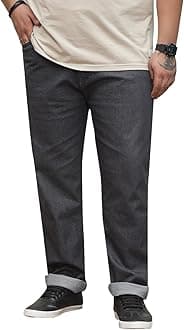Plus Size Men's Stretchable Mid-Rise Comfort Fit Clean Look Cotton Jeans for Men