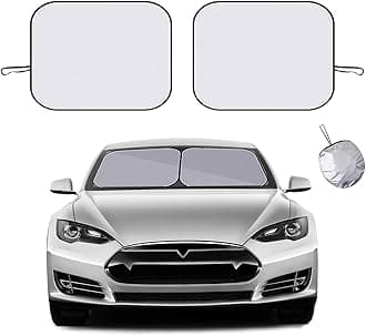 Ziciner 2 PCS Car Windshield Sun Shade, Auto Sun Heat and UV Rays Blocker, 24"×29" Foldable Automotive Front Window Sunshade Protector, Universal Vehicle Interior Accessories (Silver-S)