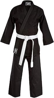 JP Sports Black Karate Uniform for Kids & Adults Lightweight Student Karate Gi Martial Arts Uniform with Belt
