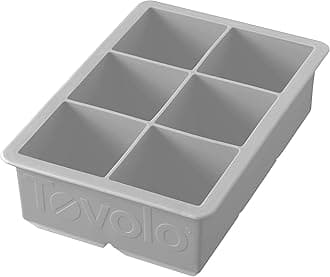 Large 2” King Cube Ice Tray Oyster Gray Ice Cube Trays for Whiskey Cocktails Smoothies, Big Square Ice Cube Mold Silicone Freezer Tray for Perfect Rock Cubes BPA Free Dishwasher Safe