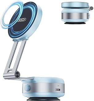 Vacuum Suction Magnetic Car Phone Holder, Electric Car Phone Mount Foldable Adjustable Phone Holder for iPhone12-16,Mirror/Glass/Screen/Smooth Surface (Not Charge Phone)