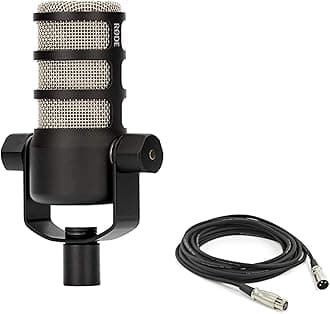 Rode PodMic Dynamic Podcast Microphone with XLR Cable and StreamEye Polishing Cloth