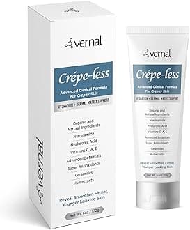 Vernal Crepe-less skin firming cream to reduce crepey arms, neck & hands. Organic tightening cream to reduce thin dry wrinkled skin. Best moisturizer to treat dry thin arms. Made in USA (6 Oz)