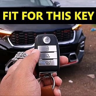 SHOPOFLUX Metal Key Cover Compatible with Kia Seltos | Sonet | Carens 4 Button Smart Key (Black) (Pack 2)