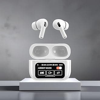 A9 Pro Wireless Earbuds with Active Noise Cancellation, Ambient Sound Mode, Bluetooth Display Case, White