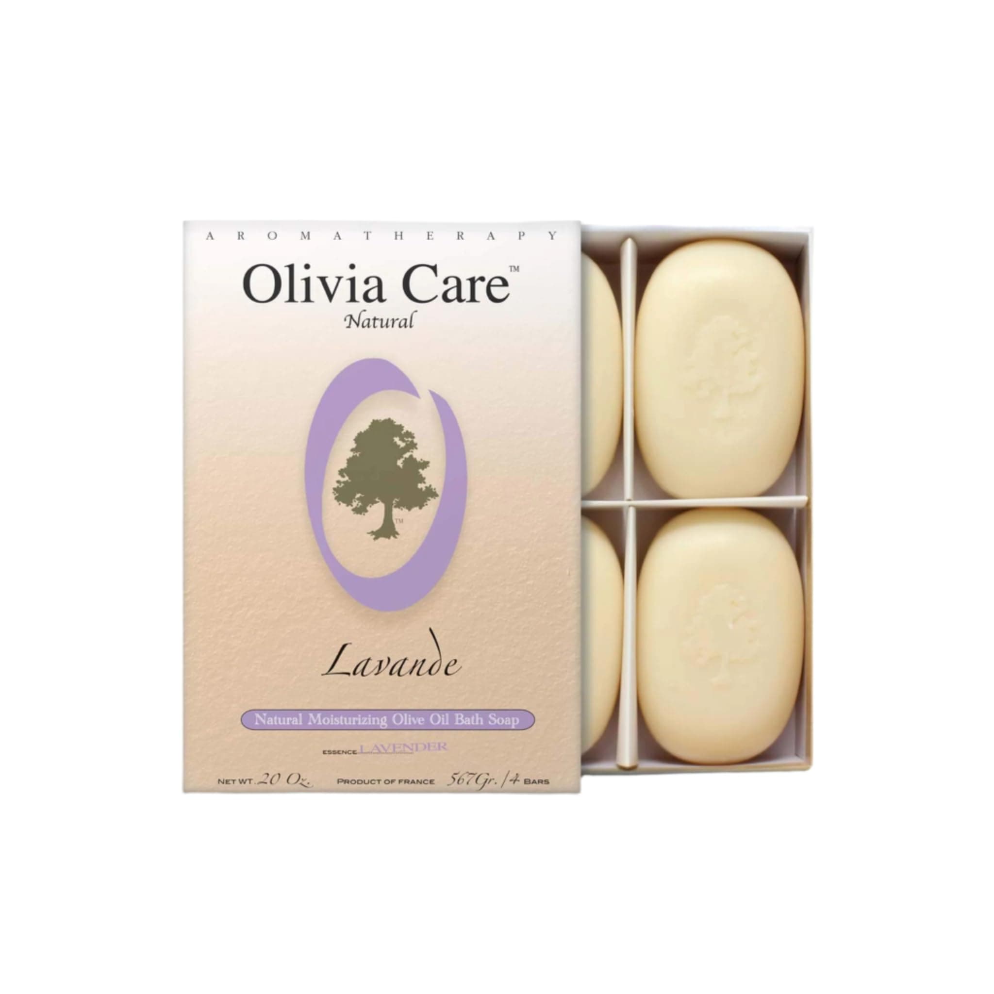 Lavender Bar Soap-4 pack box set - 100% Natural Ingredients, Organic, Vegan - For Face & Body, Cold-pressed Triple-Milled, Hydrating, Moisturizing, Infused Calcium & Vitamins - 4 X 5 oz