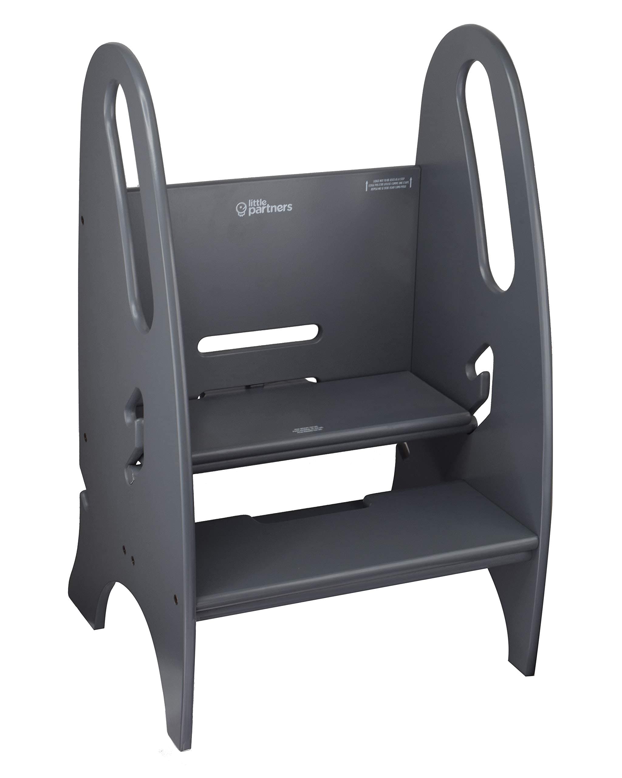 Little Partners 3-in-1 Growing Step Stool Toddler Tower Helper Step Stool, Wooden Standing Stool for Bathroom or Kitchen, Anti-Slip Feet, Built-in Safety Hand Rails Up to 100 lbs. (Earl Grey)