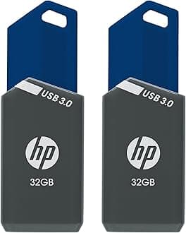 HP x900w USB 3.0 Flash Drives, 32GB, Gray/Blue, Pack of 2 Flash Drives