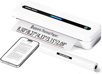 Impresoras portátiles inalámbricas para Viajar, sin Tinta, térmicas, 300 PPP, pequeña Impresora inalámbrica Bluetooth Compatible con Papel de 8,5« x 11» (Carta Estadounidense) y con iOS y Android.