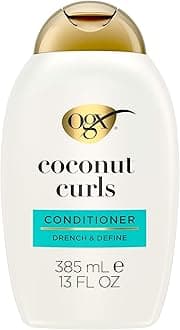 OGX Quenching + Coconut Curls Curl-Defining Conditioner, Nourishing Curly Hair Conditioner with Coconut /Citrus Oil & Honey, Paraben-Free with Sulfate-Free Surfactants, 13oz