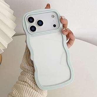 QLTYPRI Compatible with iPhone 17 Pro Case, Cute Curly Wave Frame Clear Case for Girls Women, Transparent Soft Silicone TPU Bumper Shockproof Protective Phone Cover for iPhone 17 Pro - Light Blue